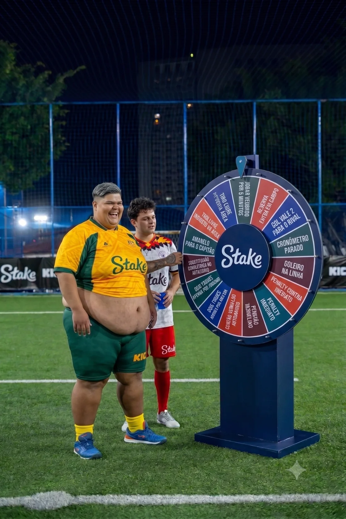 Roleta customizada da marca na beira do campo